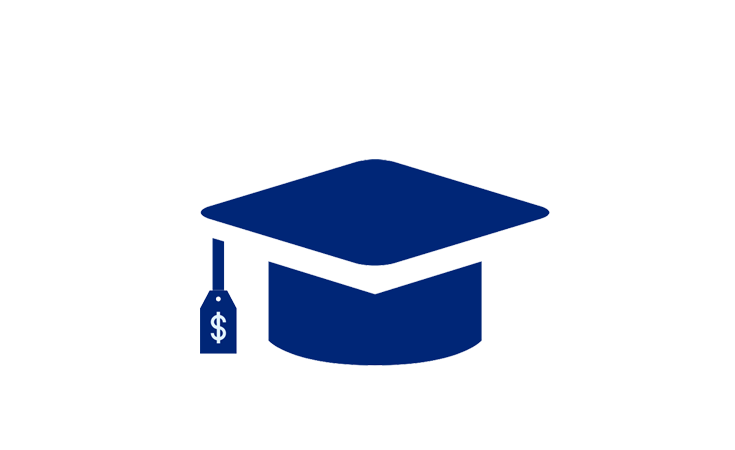 graphic of a graduation cap with a dollar sign on it
