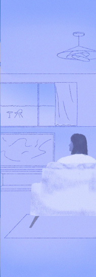 graphic of woman sitting on the couch watching TV