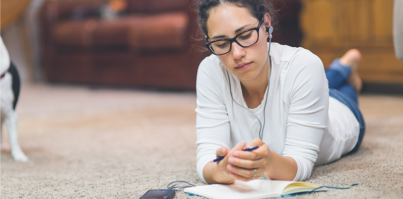 Woman sitting on floor
