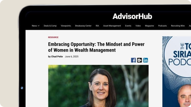 AdvisorHub article on women in wealth management