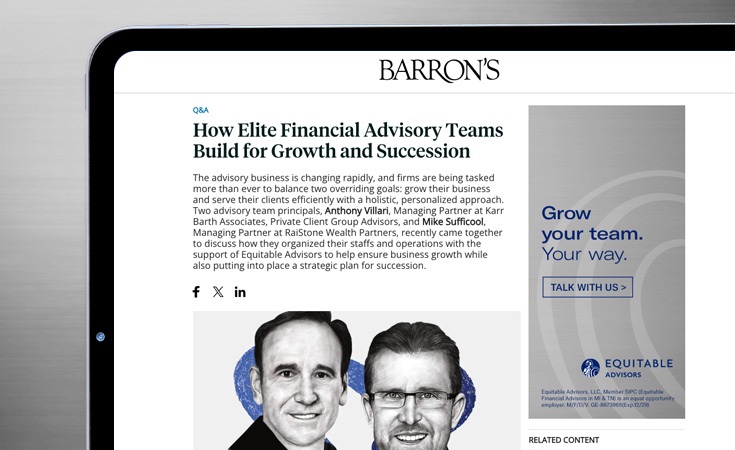 A digital article from Barron's discusses how elite financial advisory teams build for growth and succession.