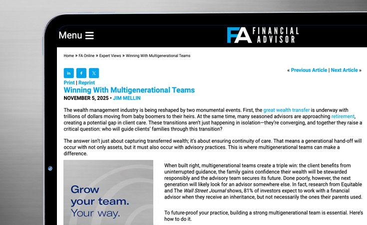 screenshot of the Advisor Hub press release 