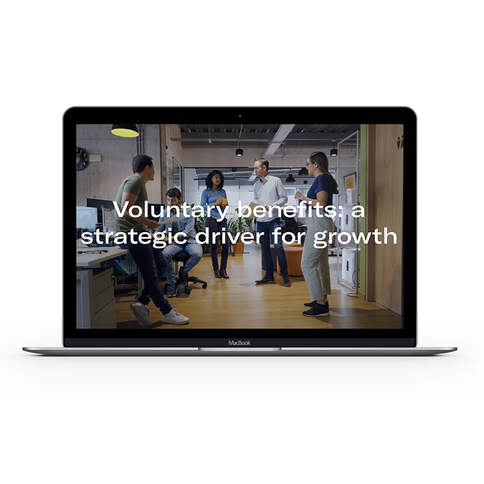 Laptop with screenshot of Voluntary Benefits