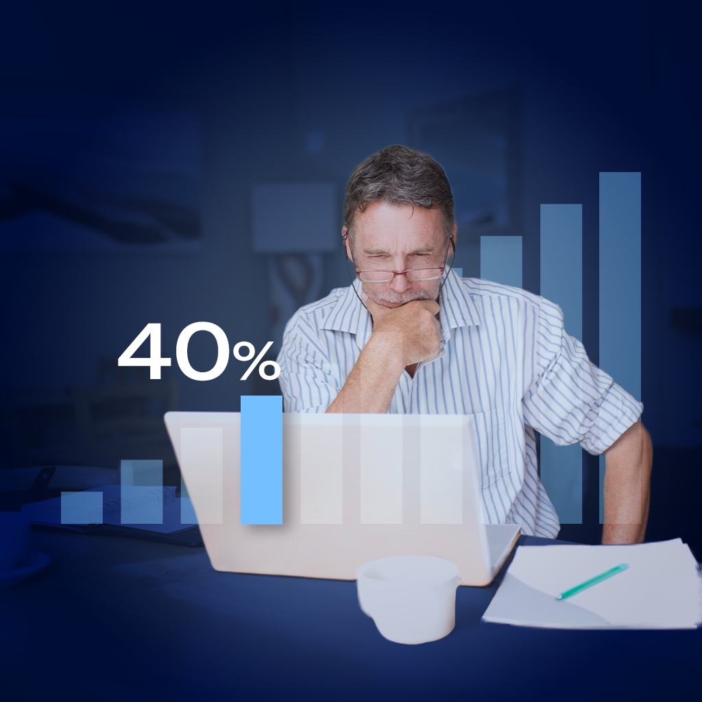 Man studying laptop