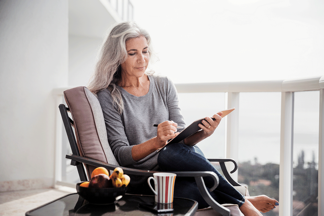 Woman working on tablet