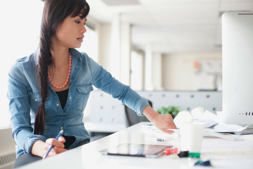 woman working at desk