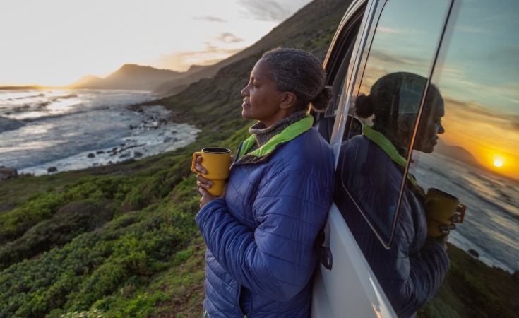Woman drinking coffee