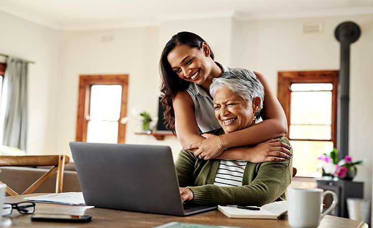 Mother and Daugher at a computer