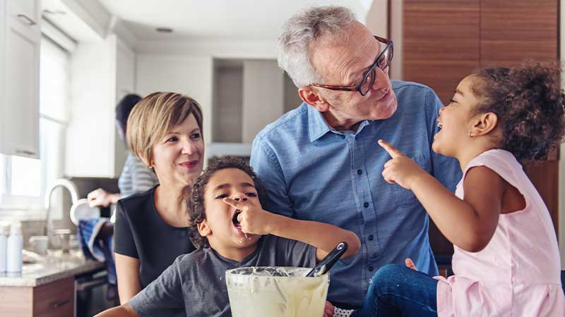 Family gathering to bake
