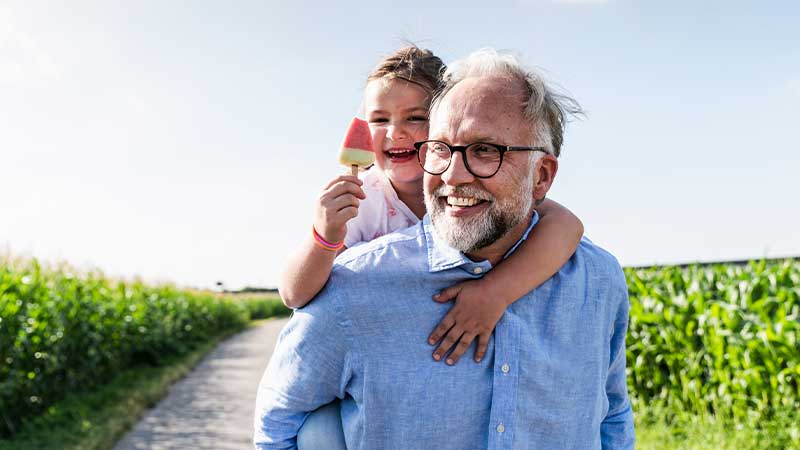 Grandfather and granddaughter