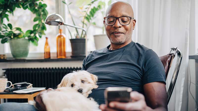 Man looking at smartphone