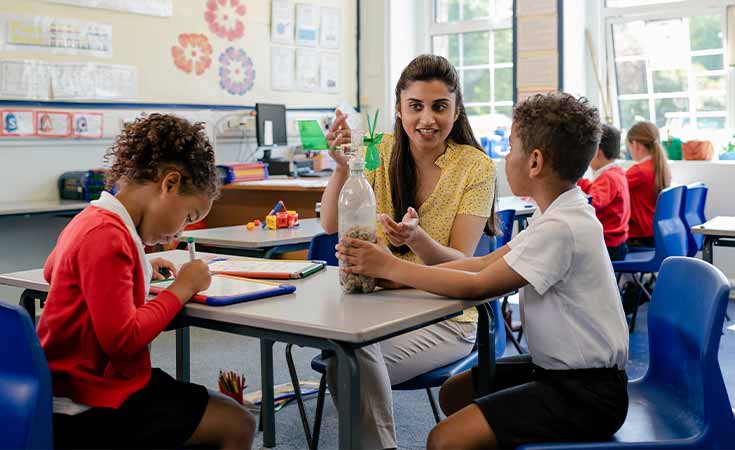 Teacher working with a student on a project