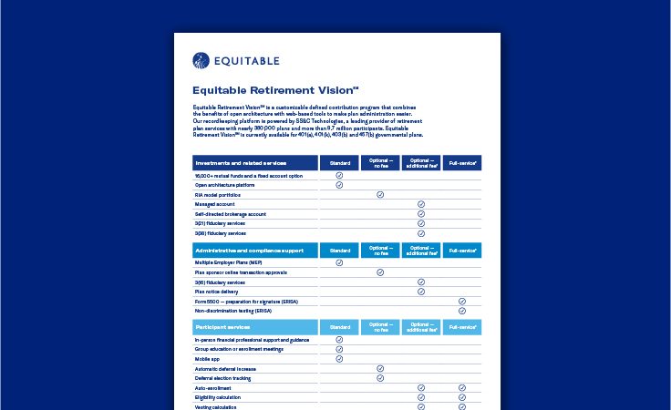 retirement vision fact sheet