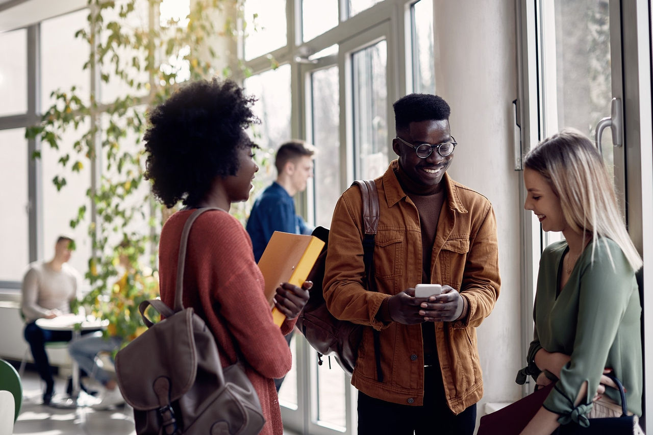 Students having a conversation
