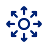 Blue directional icon with arrows