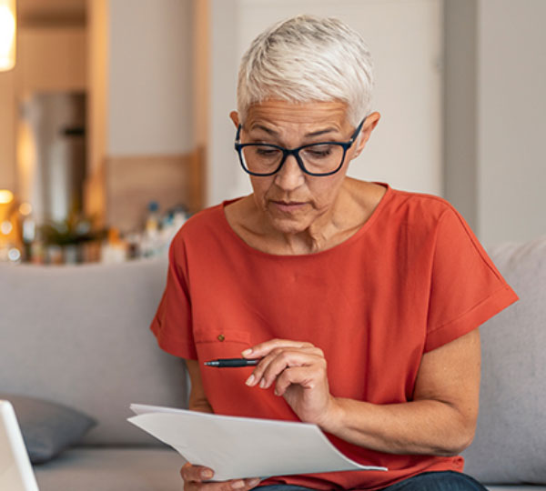 Woman reviewing document