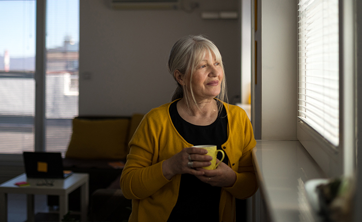 Woman drinking coffee